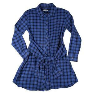 Steve Madden Peyton Flannel Shirt Dress Tie Waist